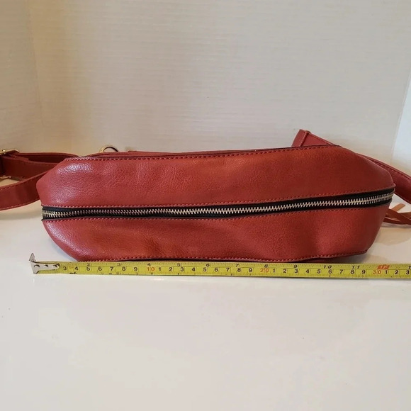 Cleo Orange/Brown Fold-Over Tassel Saddle Bag/Crossbody Medium  Bag. - Picture 4 of 11